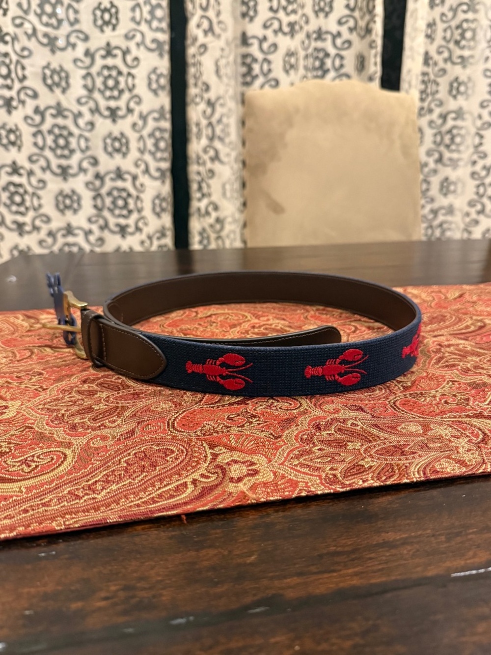 Penguin Men's Size 32 Navy/Red Lobster Belt MSRP $60